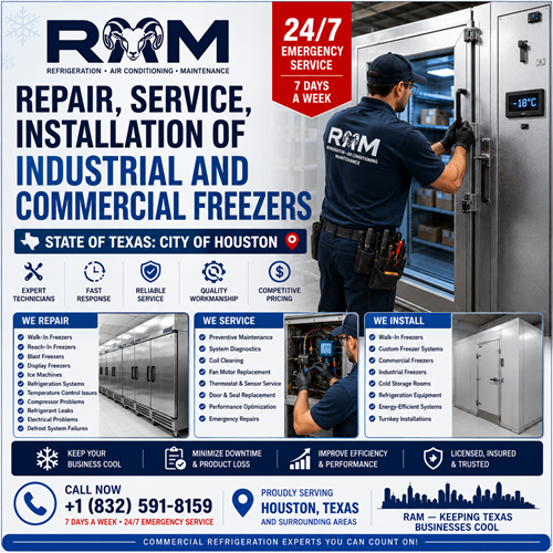 Repair, service, installation of industrial and commercial freezers - State of Texas: City of Houston